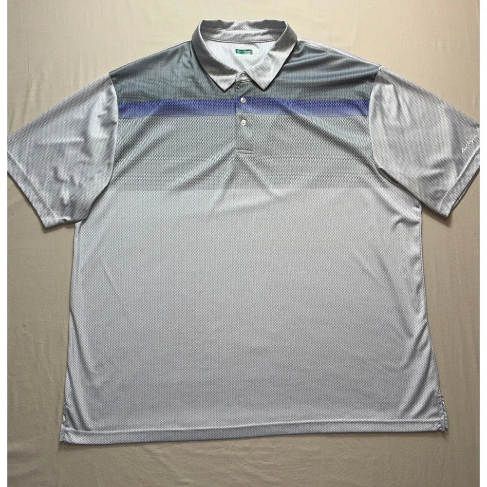 Ben Hogan Performance Mens 3XL Golf Polo Shirt Grey Purple Colorblock Striped